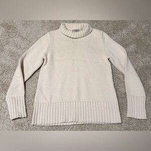 J Crew Women’s Size XS Ivory Turtle Neck Sweater 100% Cotton Long Sleeve
